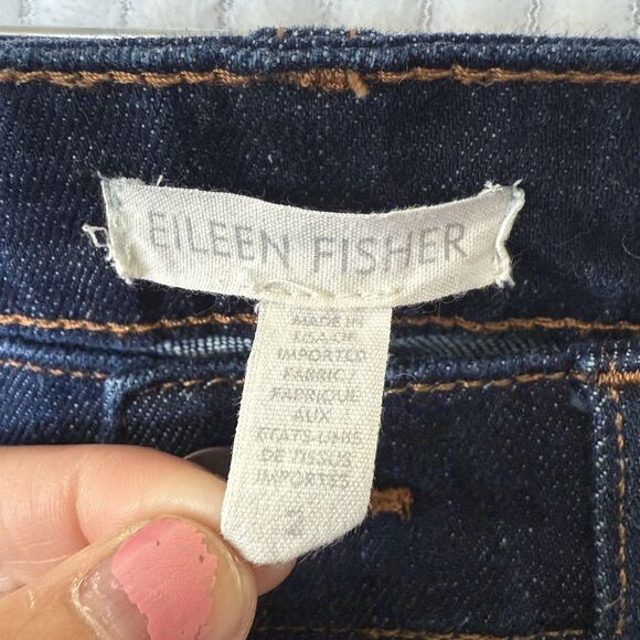 Eileen Fisher Jeans Womens Size 2 Straight Mid Rise Blue Denim Organic Cotton - Picture 2 of 12